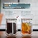 ovalware Double Wall Single Lip Insulated Glass Cup, Set of 2 (12oz / 350ml) - Borosilicate Glass For Coffee, Tea, Whiskey, Cocktails & All Beverages - Minimalistic & Durable Double-Wall Drinking Mug