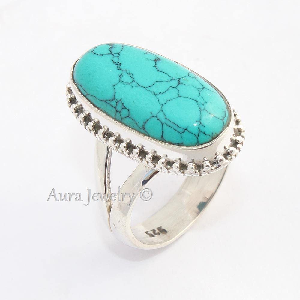 Sólido 925 anillo de plata esterlina para mujer anillo turquesa anillo de compromiso de plata esterlina conjunto de bisel de piedra natal de diciembre anillo de piedras preciosas