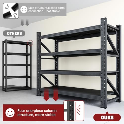 Image of RAVIGIN 3000LBS Storage Shelves,40 inch W Garage Shelving Heavy Duty Metal Adjustable Garage Shelves, Shelving Units Industrial Shelving for Warehouse,40 inch W x 20 inch D x 60 inch H,Black