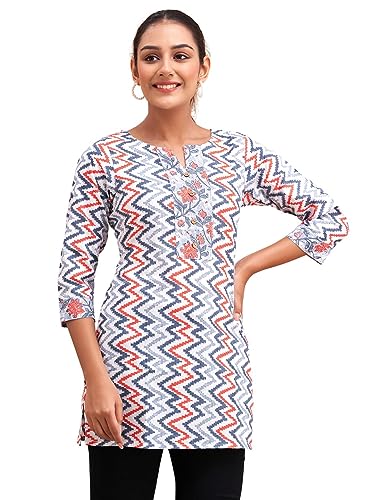 Image of feranoid Women Cotton Printed Short Kurti | Short Kurti for Women | Printed Cotton Kurti