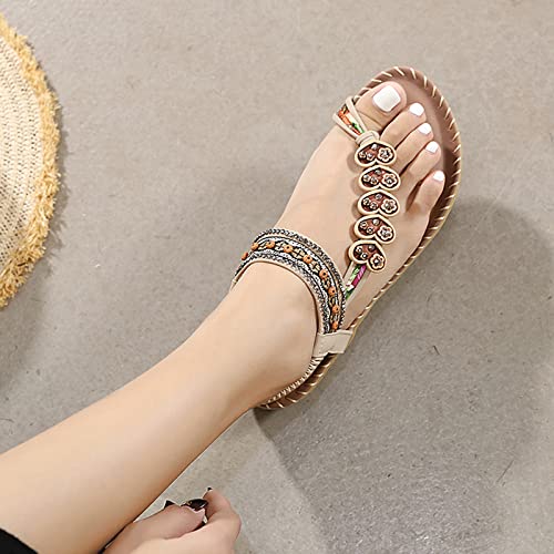Summer Fashion Women Casual Open Toe Flat Love Rhinestone Comfortable Soft Bottom Womens Memory Foam Sandals Size3