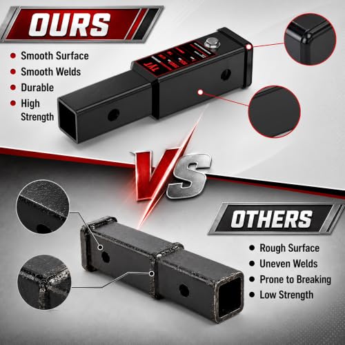 Image of TYT Trailer Hitch Tube Extender for 2 inch Receiver, 7 inch Extension Length, with 5 /8 inch Pin and Clip, 3500 lbs GTW