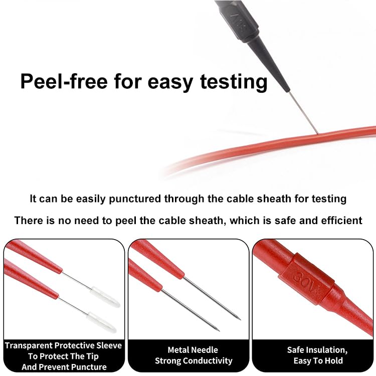 10PCS Back Probe Kit with 4mm Banana Socket (0.7mm Needle) | Non-Destructive Wire Piercing Probes Pin for Car Tester & Automotive Testing Tools Multimeter Tester (Red-Black) - Image 3