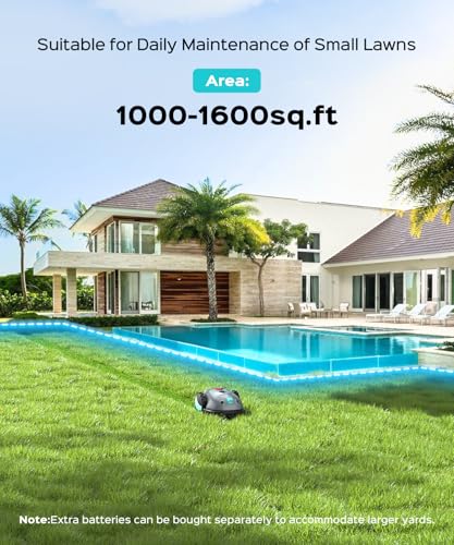 Image of YARDCARE V100 Robotic Lawn Mower - Visual Navigation & Smart Obstacle Avoidance, Adjustable Cutting Height 0.8-2.4 in, Low-Noise Auto Mowing for Small Lawns up to 1,600 sq ft