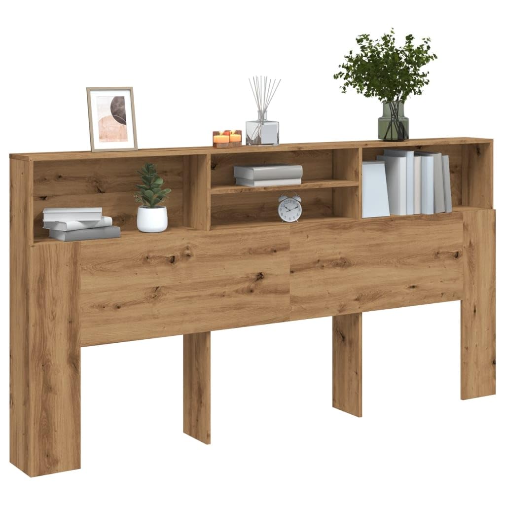 Natulvd Headboard with Storage, Multi Sizes Headboards for Single, Double, Queen, King, Super King Sizes, Floor Standing Head Board with Open Shelves for Bedroom, 200x 103.5 cm (Rustic Brown)