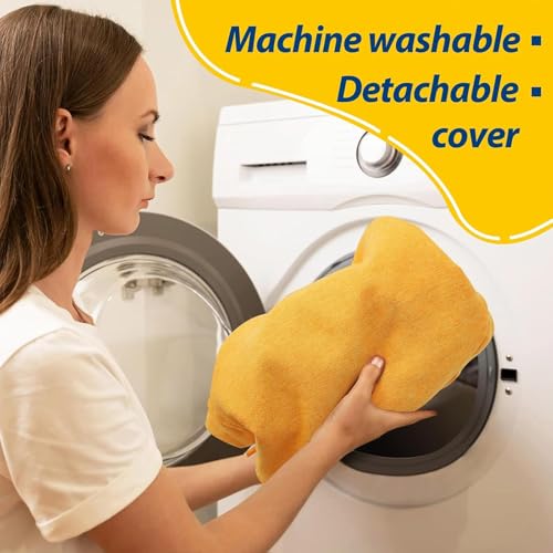 Image of AAAAAcessories D-Shaped Chair Cushions, 2 inch Thick Dining Chair Pads with Ties and Removable, Machine-Washable Cover, 17 inch x 16 inch, Set of 2, Golden Orange