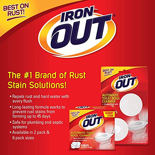 Iron OUT Automatic Bowl Repel Rust and Hard Water Stains with Every Flush, Household Toilet Cleaner