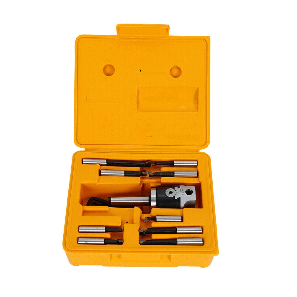 Boring Bar CNC Milling Tools Set Kit, MT2-M10 F1-12 Boring Head 50mm, Carbide Boring Head Tool Set Machine Accessories w/Carry Case
