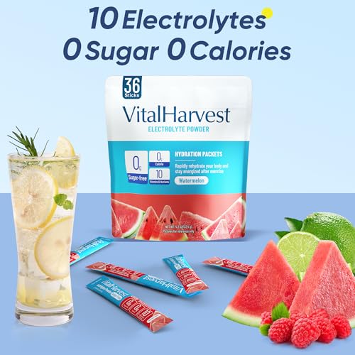 Image of 36 Sticks Electrolytes Powder Packets No Sugar Hydration Packets Electrolyte Liquid Daily IV Drink Mix with Watermelon, Low Sodium, 0 Calorie