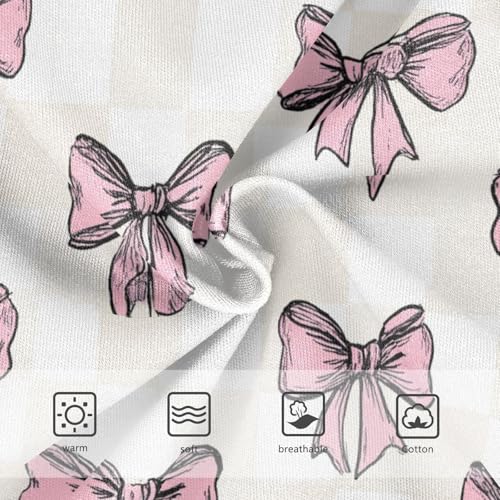 Wusikd Pink Bows White Checkered Girls' Underwear Cotton Girls Briefs Soft Toddler Underwear 2T3