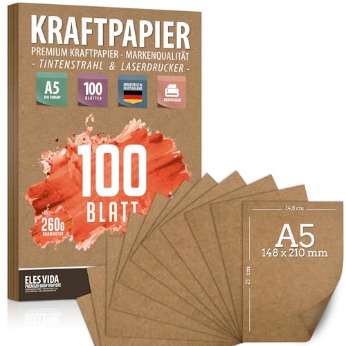 Carta Kraft Naturale A5 - 260g Per Fai Da Te, Matrimoni E Biglietti (50 Fogli) - Foto 3