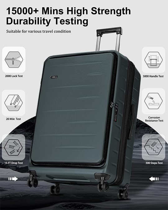 Image of CENSIEN Expandable Checked Luggage, 28 Inch Top Opening Trunk Suitcases | Lightweight ABS+PC Hard Shell,YKK Zipper,360Spinner Wheels,TSA Lock,Travel Bags for Getaway and Long Trips,Green
