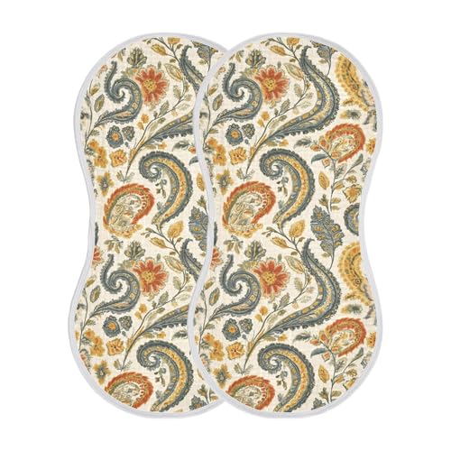xigua Vintage Paisley Baby Burp Cloths for Newborn Boys and Girls 4 Pack, Soft & Absorbent Cotton Baby Burp Cloth, Baby Washcloths, Newborn Towel, Burp Rags2