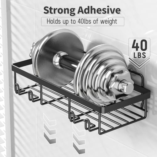 Image of Liuoud Shower Caddy 5 Pack XL-Size Adhesive Stainless Steel Organizer | XL Capacity, With Strong Adhesive, Rustproof, No Drilling Wall Mount Shelvs For Daily Bathroom Organization Decor Set, Black