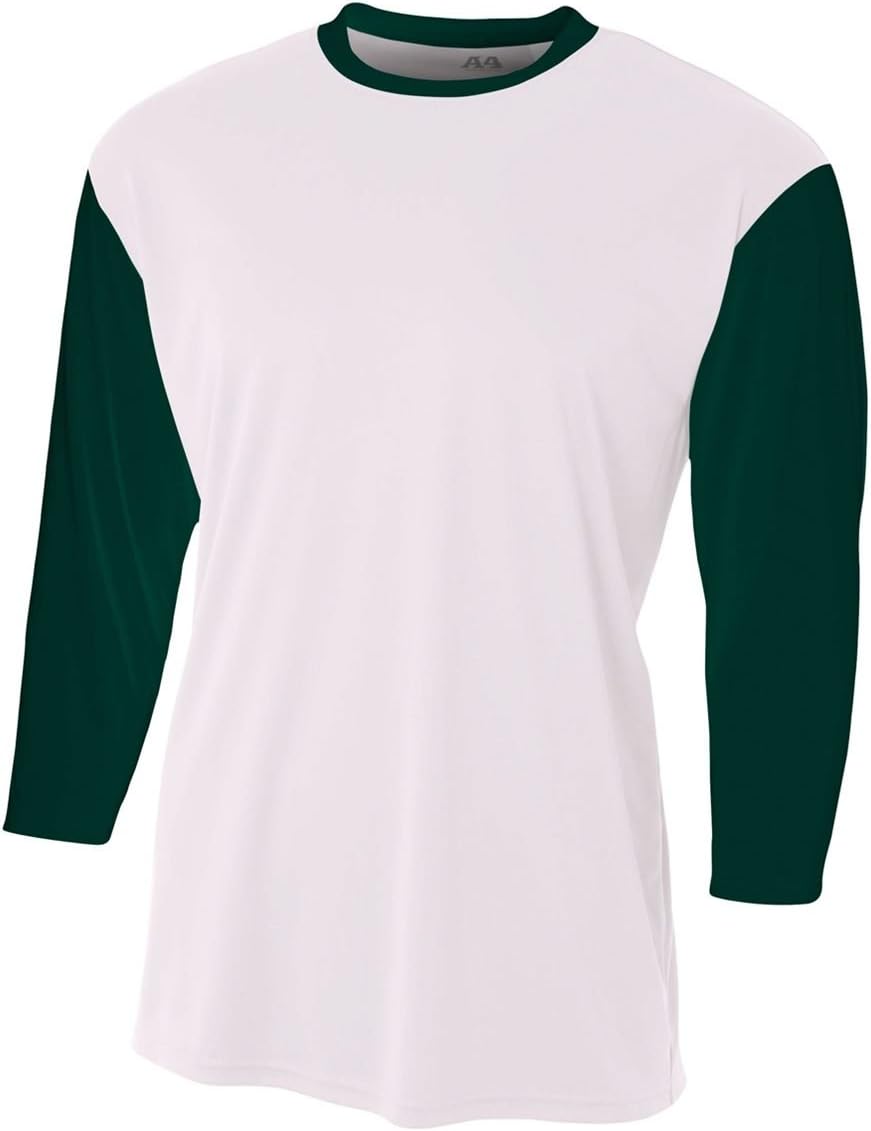 White/Dark Green Youth Small 3/4 Sleeve Baseball/Softball Raglan Utility Shirt