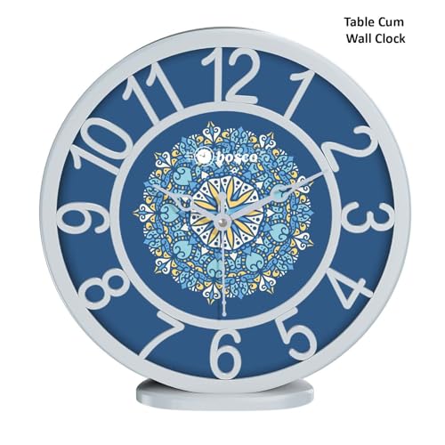 Image of Bosco Modern Non Ticking Silent, Royal Blue dial with White Border, 20 CM Table Cum Round Wall Clock for Home, Living Room, Bed Room, Office and Kitchen - BWC-1206