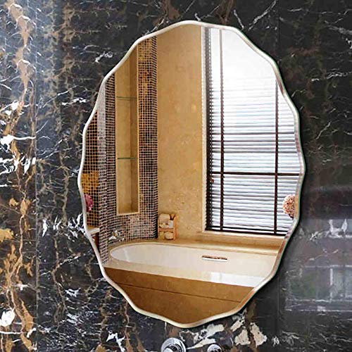 Image of Frameless Oval Shape Beveled Wall Mirror - 24x18 Inch | Glass Mirror for Wall Decoration | Unframed Decorative Vanity Mirrors for Bathroom, Living Room, Wash Basin, Bedroom