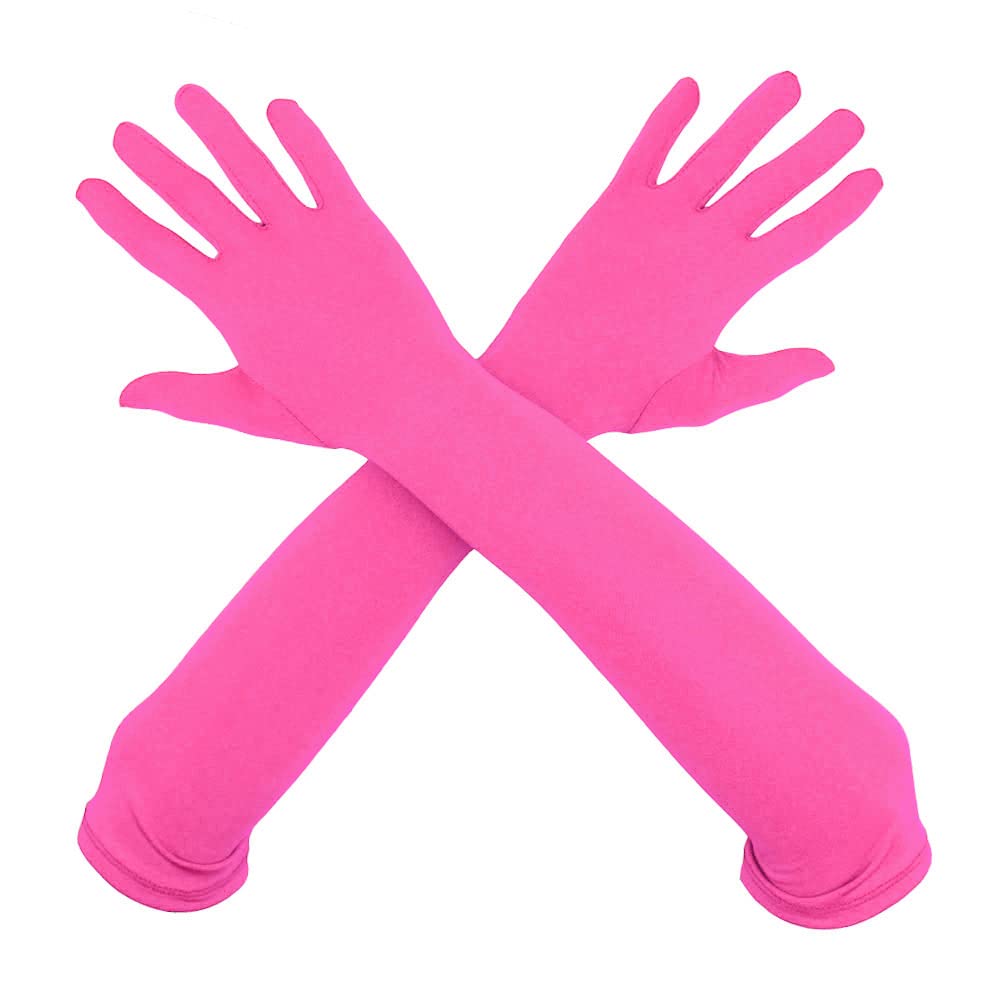 Aniler Unisex 18" Elbow Length Full Finger Costume Party Stretchy Gloves, Hot Pink, One Size — image 1
