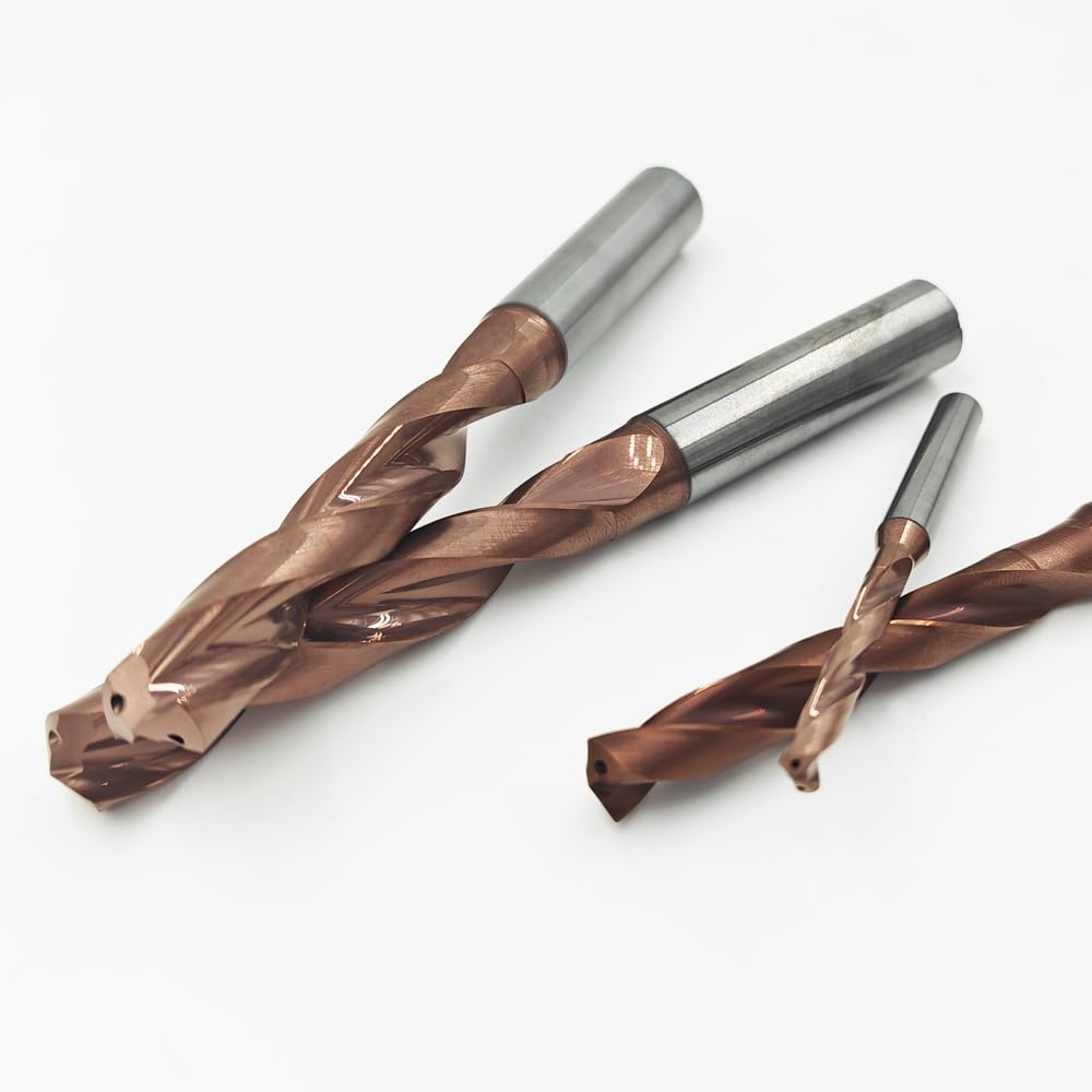 Solid Carbide Drill Bit 5D with Internal Coolant, 3-15mm Straight Shank CNC Twist Drill for Stainless Steel Metal Drilling (5D Internal Cooling, D6.9x53xd8x91)
