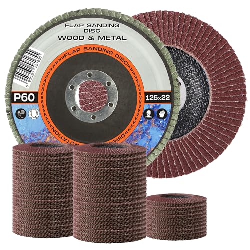 Disques abrasifs à lamelles 125 meulage grain 60 ponçage métal acier bois roues à feuillets x50