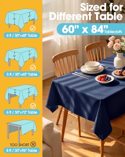 Image of Niuara Navy Blue Polyester Table Cloth, 6 Pack, 60 x 84 in