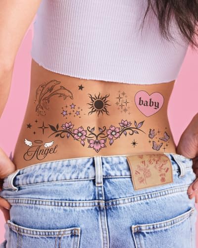 xo, Fetti Y2K Realistic Temporary Tattoos - 56 Pcs | Girly 2000s Bachelorette, Birthday Favors, Halloween Party Accessory, Fake Tats, Festival Stickers