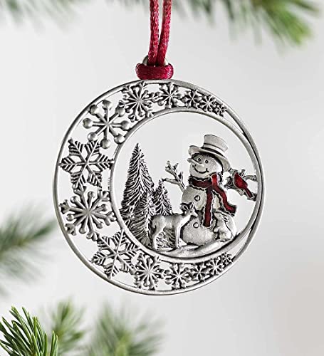 Solid Pewter Christmas Tree Ornament, Double-Sided Handcrafted Hanging Pewter Christmas Ornament, DIY Craft Hanging Ornaments for Christma Trees Home Party Party Gifts (Snowman)