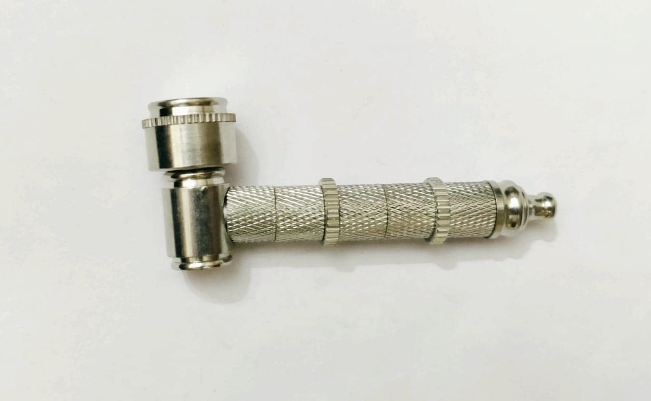 The Herbal Hitter Metal Pipe With Small Barfi And Ring Smoking Pipe With 5+1 Screens (8 centimetre)