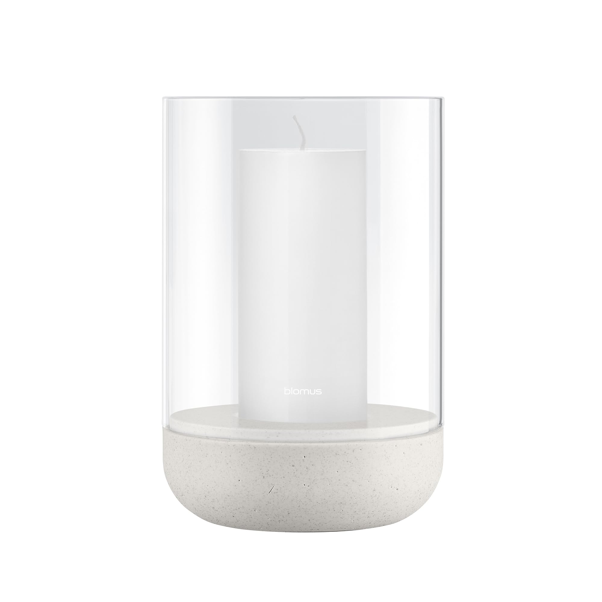 blomus Windlicht Calma | Größe L | H 20 cm Ø 13 cm | Moonbeam | recyceltem Polyresin & Glas | für Stumpenkerzen | Indoor | exkl. Kerze