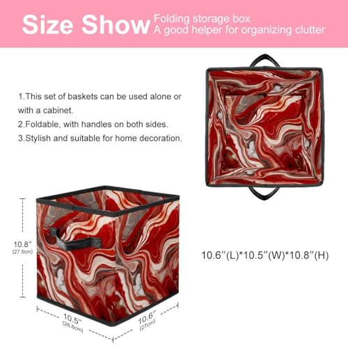 Boîte de rangement marbre rouge pliable pour optimiser les placards vides - 3