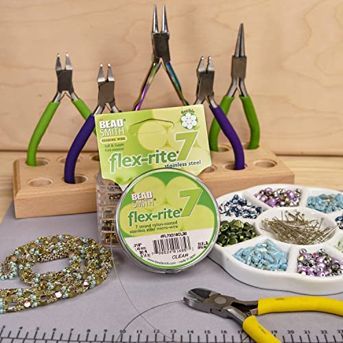 The Beadsmith Flex-Rite 7 Strand Nylon Coated, Stainless-Steel Beading Wire, Jewelry Making Supply (.018 Dia, Clear - 30 Ft) #TOP6