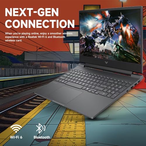 Image of HP Victus 15.6 inch FHD Gaming Laptop, AMD Ryzen 7 7445HS Processor, GeForce RTX 4050, 16GB RAM 512GB SSD, Backlit Keyboard, Bluetooth, Wi-Fi 6, Webcam, Windows 11 Home, Black