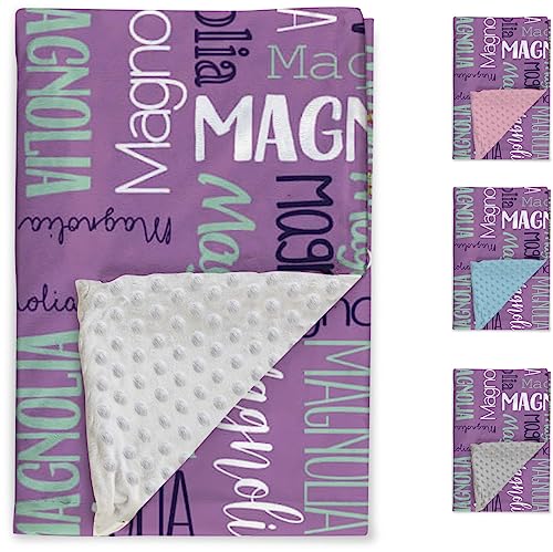 Image of Custom Baby Blanket - Personalized Names Design - Soft Plush Blanket with Double Layer Dotted Backing for Boys Girls Color11(47x60 inches)