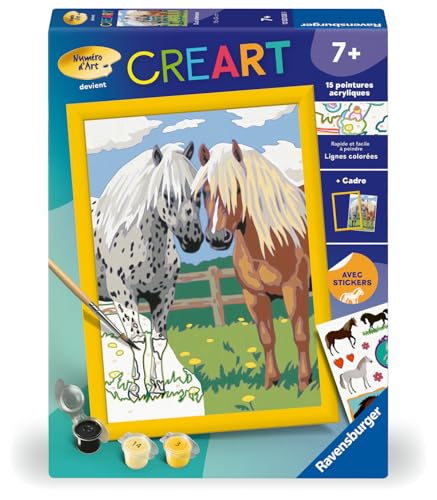 Ravensburger – CreArt Kids 18x24cm – Numéro d'art – Duo Chevaux – Kit de Peinture par numéros – Dès 7 Ans – 12023035
