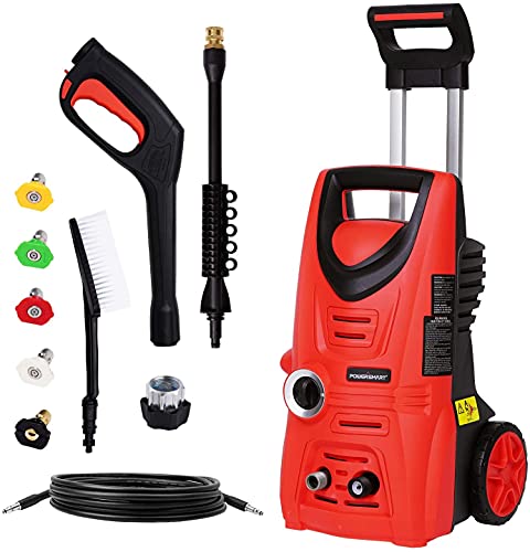 PowerSmart Electric Pressure Washer PS2020, 2030 PSI 1.4 GPM Water Power Washer with Spray Gun, Brush, 4 Nozzles, High Pressure Hose