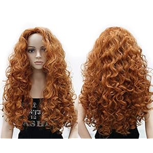 Onedor Long Hair Curly Wavy Full Head Halloween Wigs Cosplay Costume Party Hair Wigs (130A-Fox Red)