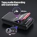 Portable Cassette Player Tape Recorder,Cassette Players Recorder, Cassettes Tape Digital Converter to USB Flash Disk, Built-in Speaker, Retractable Handle, One-Touch Recording(Black)