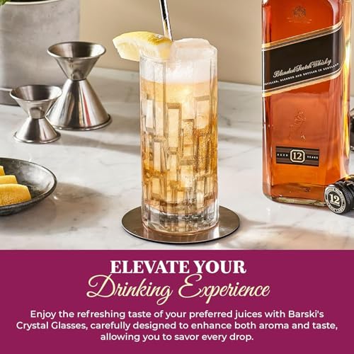 Image of bellemax 270 ML Juice Glass, Premium Crystal Clear Drinking Water Glasses, Long Drink Tumblers for Juice, Soft Drinks, Cocktails, Mocktails & Daily Use (Set of 6)