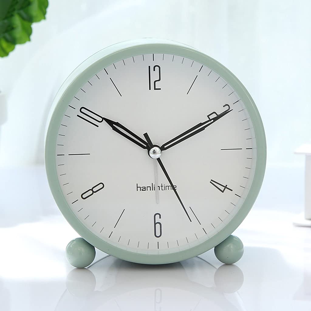 Hrwly Vert Alarm Clock Silent Luminous Bedside Fashion Minimalist Metal Bedroom Small Tabletop Decor(Vert)