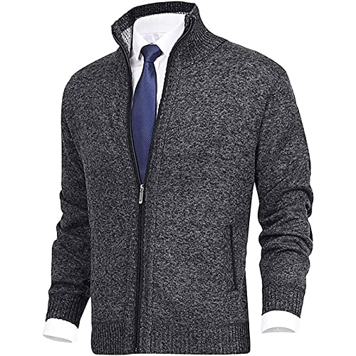 Sport Jackets for Men Men's Fashion Loose Cardigan Warm Jacket Sweater Stand Collar Knitting Coat Jackets2
