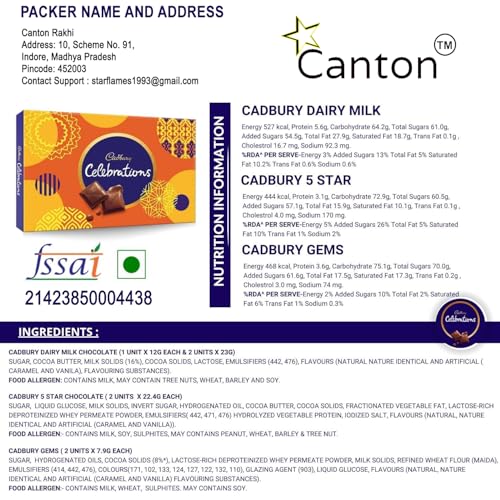 Image of Canton Rakhi For Brother With Chocolate Gift Hamper, Rakhi With Milk Chocolate, Pack of 1 Designer Rakhi For brother (Design-9)