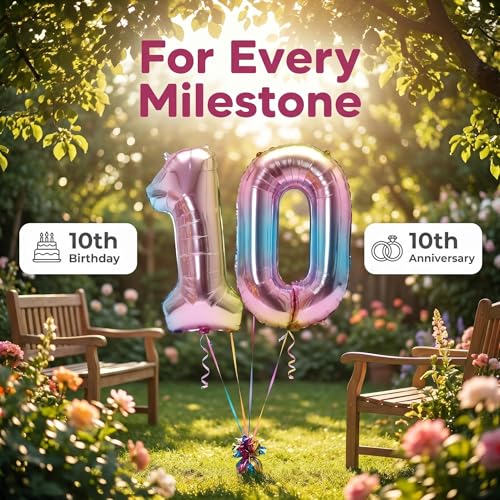 Image of YPSelected 32 Inch Large Foil Helium Number Balloon Birthday Wedding Party 0-9 (Rainbow, 1)