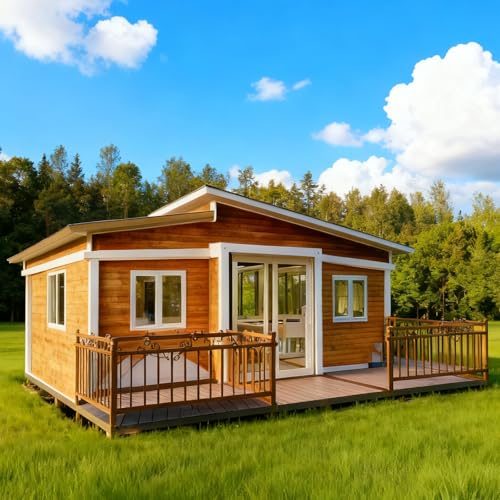 Prefab Tiny Home Foldable 20ft 2 Bedroom Luxury Prefab Tiny House with Full Bathroom & Kitchen, Prefabricated Modular Container House to Live in for Adult,Mobile Home for Vacation Villa & Garden Cabin - Image 3