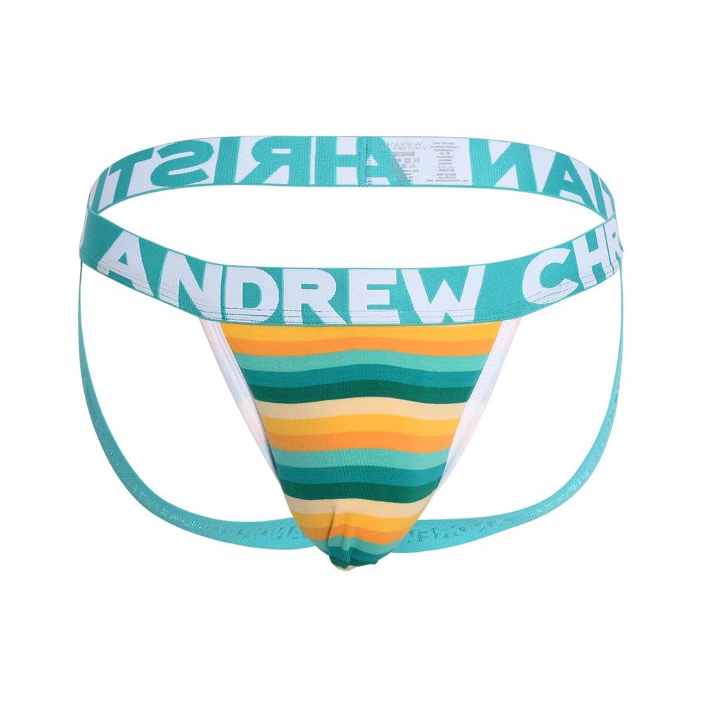 Andrew Christian Men's Groen - Jockstrap Underwear - Riviera Stripe Jock W/Almost Naked® - 1X Size Xxl