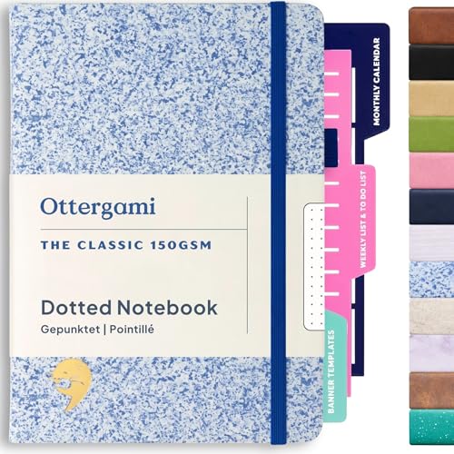 Ottergami Classic Bullet Dotted Journal 150gsm A5 Notebook Blue Speckled
