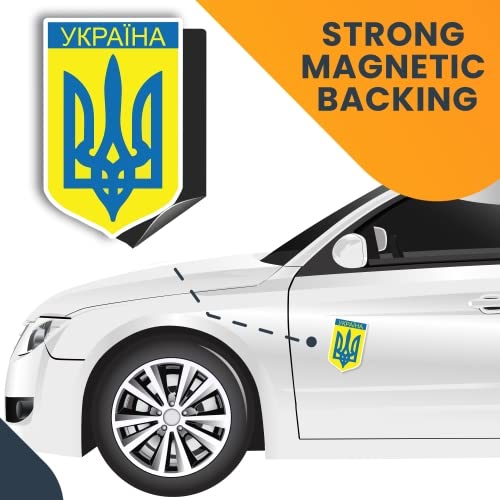 Image of Magnet Me Up Ukrainian Coat of Arms Magnet Decal, 3.8x6 Inches, Heavy Duty Automotive Magnet for Car Truck SUV, Mailbox, Fidge, Any Magnetic Surface, in Support of Ukrainian Tryzab, Crafted in USA