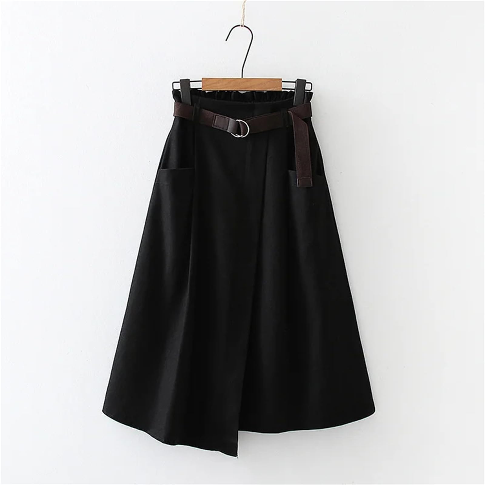 Donne Estate Moda Tinta unita Vita Alta Casual A-Line Mid-Polpaccio Irregolare Gonne Femminile