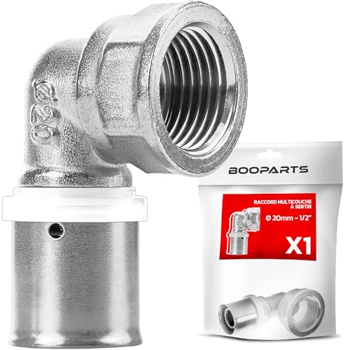 BOOPARTS – 1 Pièce – Coude Femelle à Sertir Ø20–F1/2 (15/21) | Raccord Multicouche Contour TH | Coude de Transition Étanche et Durable pour Tuyaux PEX PER et Composites