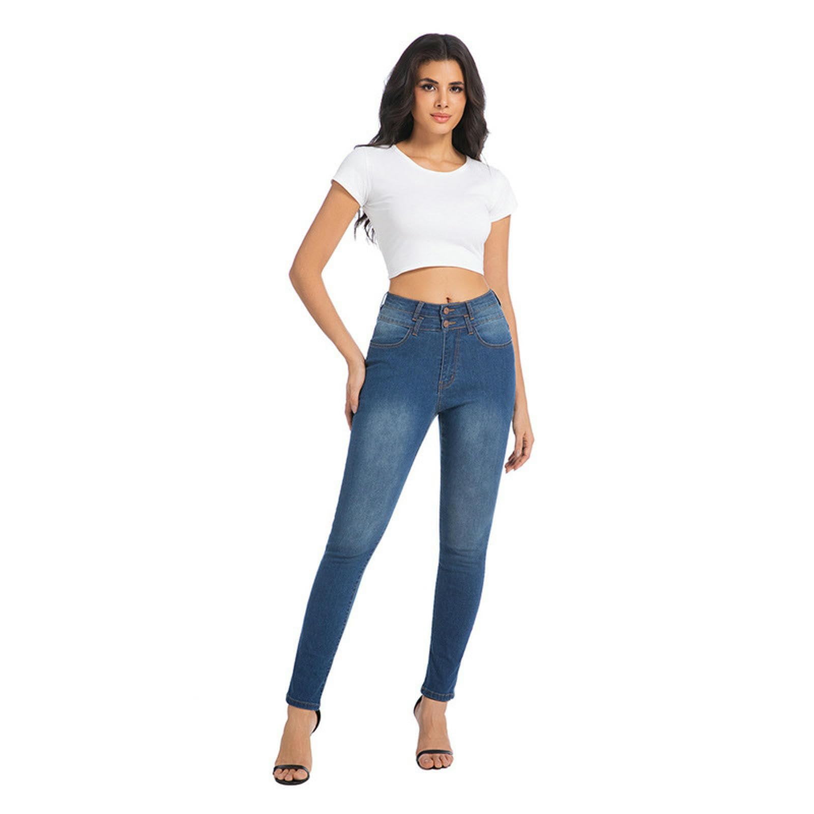 Jean pour Femme Jeans Colombiens Maigres Et Maigres-Bleu Foncé-s