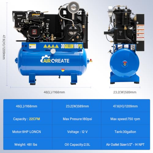 AIRCREATE 9HP Gas Air Compressor